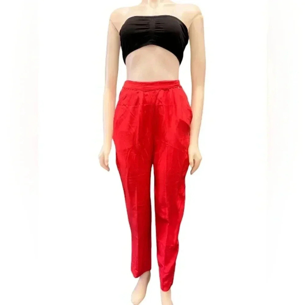 Yvonne Sachs New York NWT Pants 100% Silk High Rise Orange Size Small